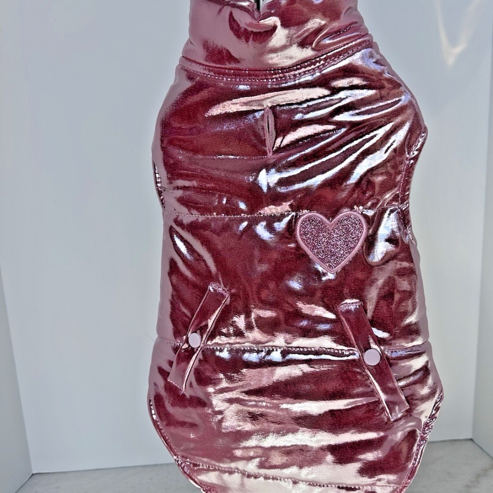 Dog Pink Puffer Vest Jacket with Heart Patch Size S
